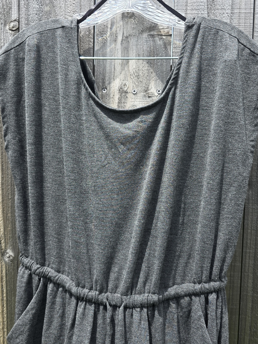 Torrid Midi Jersey Cross Back Slit Skirt Charcoal Heather Grey Size 0, L, 12 NEW - Picture 3 of 12
